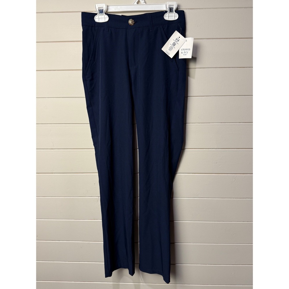 Crown Ivy Kids Girls Navy Motion Flex Stretch Pants Size 10 NWT